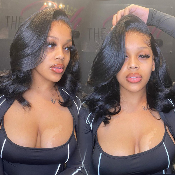 OhMyPretty Body Wave M-Cap 9x6 Wear Go Glueless Wig Short Bob Wig Mini Knots