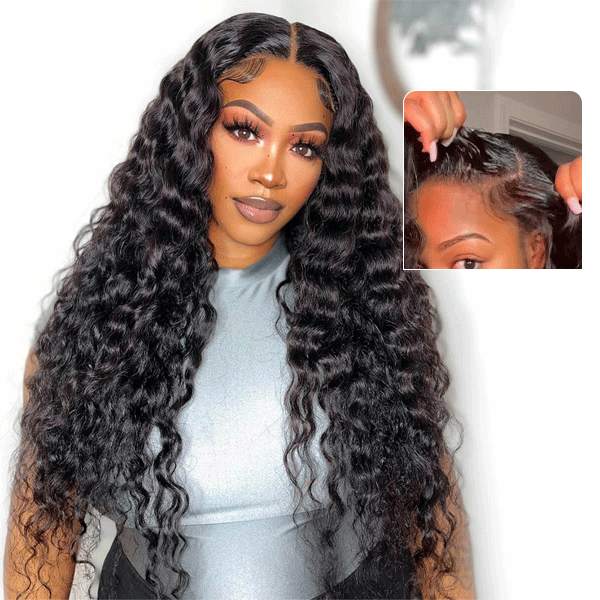 OhMyPretty Wear Go Glueless 9x6 Lace Loose Deep Wave Wig M Cap Pre Cut Lace with Natural Hairline Mini Knots