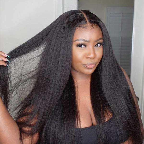 OhMyPretty Wear Go Kinky Straight Glueless 6x4 HD Lace Wig With Pre-plucked Edges