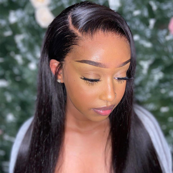 OhMyPretty Wear Go Glueless 9x6 HD Lace Straight Wig Super Natural Hairline Silky Human Hair Pre plucked &Pre Bleached & Pre Cut