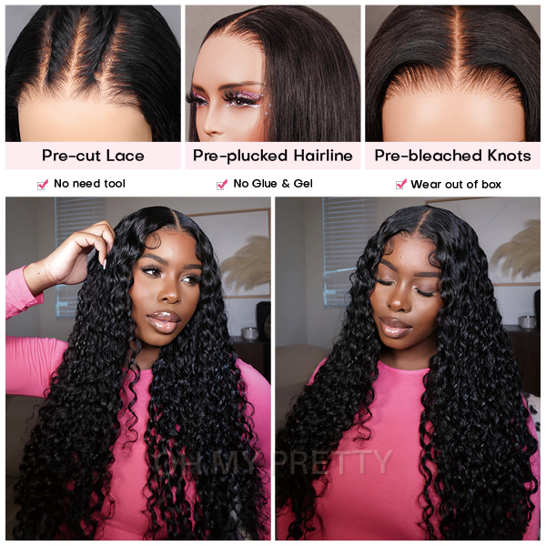 OhMyPretty Glueless Water Wave Wear Go 6X4 HD Lace Wig With Pre-plucked Edges